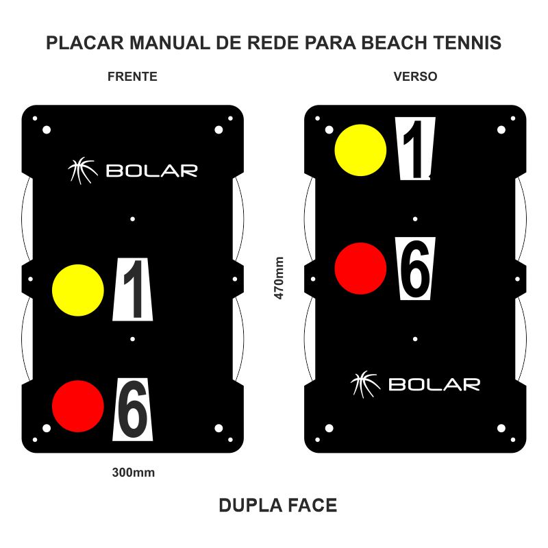 placar de rede para beach tennis, dupla face, personalização online